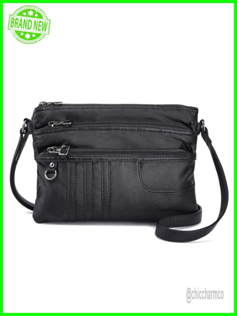 Small Multi Pocket Crossbody Purse Synthetic Leather Women Everyday Shoulder Bag